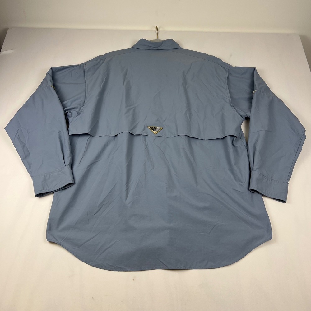 Columbia PFG Bahama II Shirt L Blue Nylon LS Fishing UPF 30 FM7015 - Picture 3 of 9
